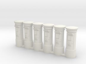 Post Box UK. HO Scale (1:87) in White Natural Versatile Plastic
