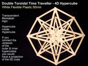 Sacred Geometry: Toroidal Hypercube Double 50mm in White Natural Versatile Plastic