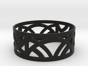 Art Deco Bangle Bracelet  in Black Natural Versatile Plastic: Medium