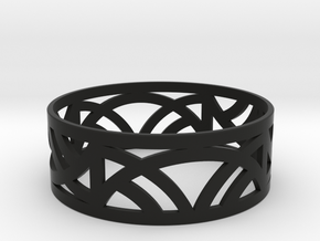 Art Deco Bangle Bracelet  in Black Natural Versatile Plastic: Large