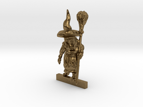 WITCH with BROOMSTICK 28mm miniature in Natural Bronze