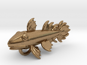 Fossil Fish Pendant  in Natural Brass