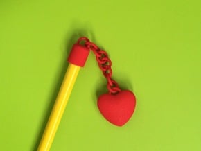 Heart pencil charm in Red Processed Versatile Plastic