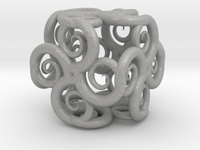 Spiral Fractal Cube in Aluminum: Extra Small