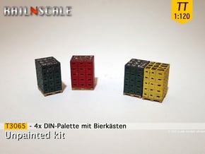 4x DIN-Palette mit Bierkästen (TT 1:120) - in Tan Fine Detail Plastic