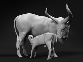 Ankole-Watusi 1:16 Mother and Calf in White Natural Versatile Plastic