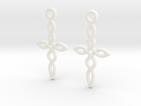Celtic Weave Earrings - WE011 in White Processed Versatile Plastic