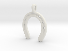 Horse Shoe pendent Small in White Natural Versatile Plastic