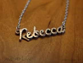 Name Pendant - "Rebecca" in Polished Bronzed Silver Steel