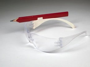 Safety Glasses Pencil Clip in White Natural Versatile Plastic