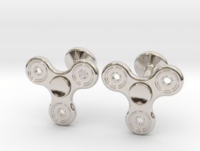 Fidget Spinner Cufflinks - LARGE in Rhodium Plated Brass