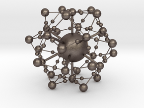 Complex Fractal Molecule in Polished Bronzed-Silver Steel: Extra Small