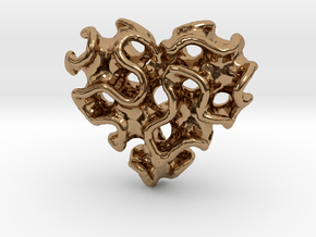 Gyro Heart Pendant in Polished Brass