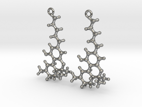THC Molecule Earrings in Natural Silver