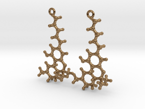 THC Molecule Earrings in Natural Brass