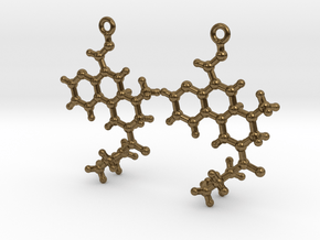 LSD Molecule Earrings in Natural Bronze