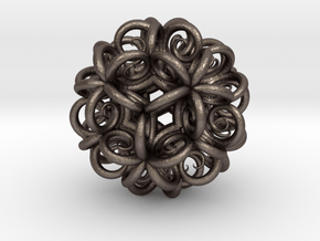 Spiral Fractal Clew in Polished Bronzed-Silver Steel: Extra Small