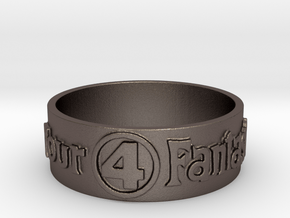Fantastic Four Title Embossed Ring Size 12.25 in Polished Bronzed Silver Steel: 12.25 / 67.125