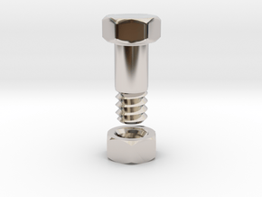 Flesh Tunnel Bolt with nut - 4mm in Rhodium Plated Brass