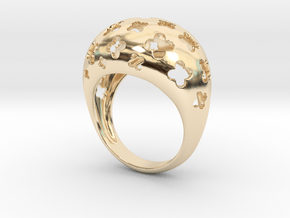 Floral bombe ring in 14k Gold Plated Brass