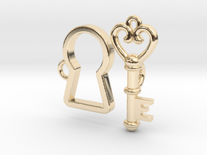 Lock and Key Toggle Clasp Charms in 14k Gold Plated Brass