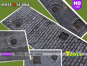 Manhole cover stamp (H0 1:87) in Gray Fine Detail Plastic