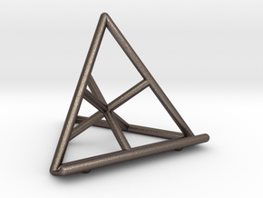 Tetrahedral Tablet Stand in Polished Bronzed Silver Steel