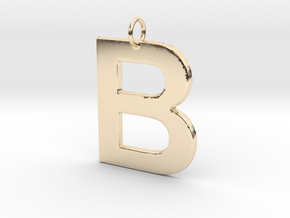 B Pendant in 14k Gold Plated Brass