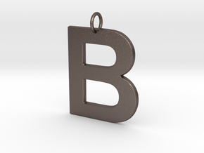 B Pendant in Polished Bronzed Silver Steel