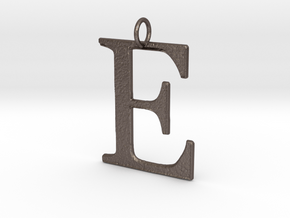 E Pendant in Polished Bronzed Silver Steel