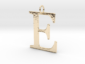 E Pendant in 14k Gold Plated Brass