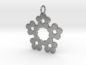Circles Snowflake Pendant Charm in Natural Silver