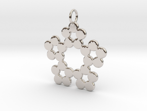 Circles Snowflake Pendant Charm in Rhodium Plated Brass