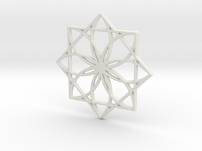 Modern Geometric Floral Pendant Charm in White Natural Versatile Plastic