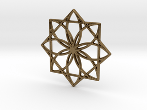 Modern Geometric Floral Pendant Charm in Natural Bronze