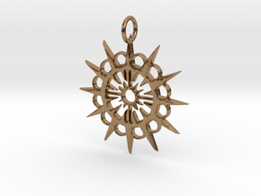 Abstract Patterned Circle Stylized Sun Pendant in Natural Brass