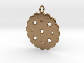 Cute Cookie Pendant Charm in Natural Brass