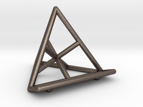 Tetrahedral Business Card Holder in Polished Bronzed Silver Steel