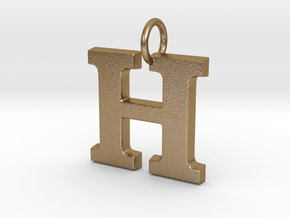 H Pendant in Polished Gold Steel