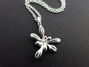 Small Arabidopsis Rosette Pendant in Polished Silver
