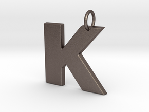 K Pendant in Polished Bronzed Silver Steel