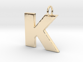 K Pendant in 14k Gold Plated Brass