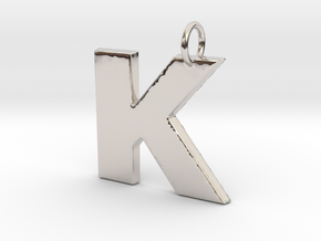 K Pendant in Rhodium Plated Brass