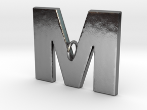 M Pendant in Polished Silver