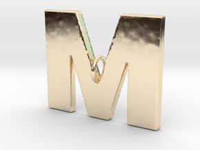 M Pendant in 14k Gold Plated Brass