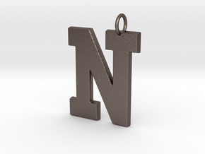 N Pendant in Polished Bronzed Silver Steel