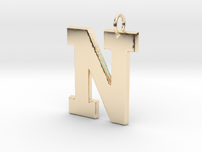 N Pendant in 14k Gold Plated Brass