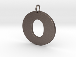 O Pendant in Polished Bronzed Silver Steel