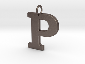 P Pendant in Polished Bronzed Silver Steel