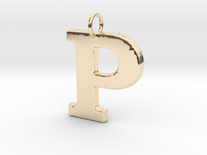 P Pendant in 14k Gold Plated Brass